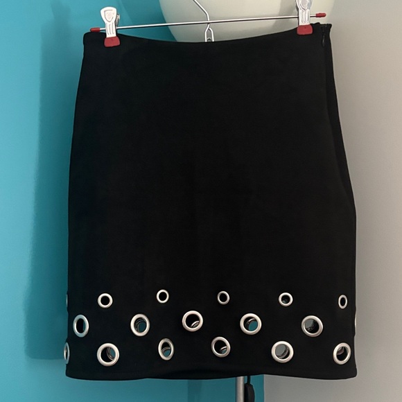 MOTHER Faux Suede Grommet Ring Skirt - Picture 2 of 10